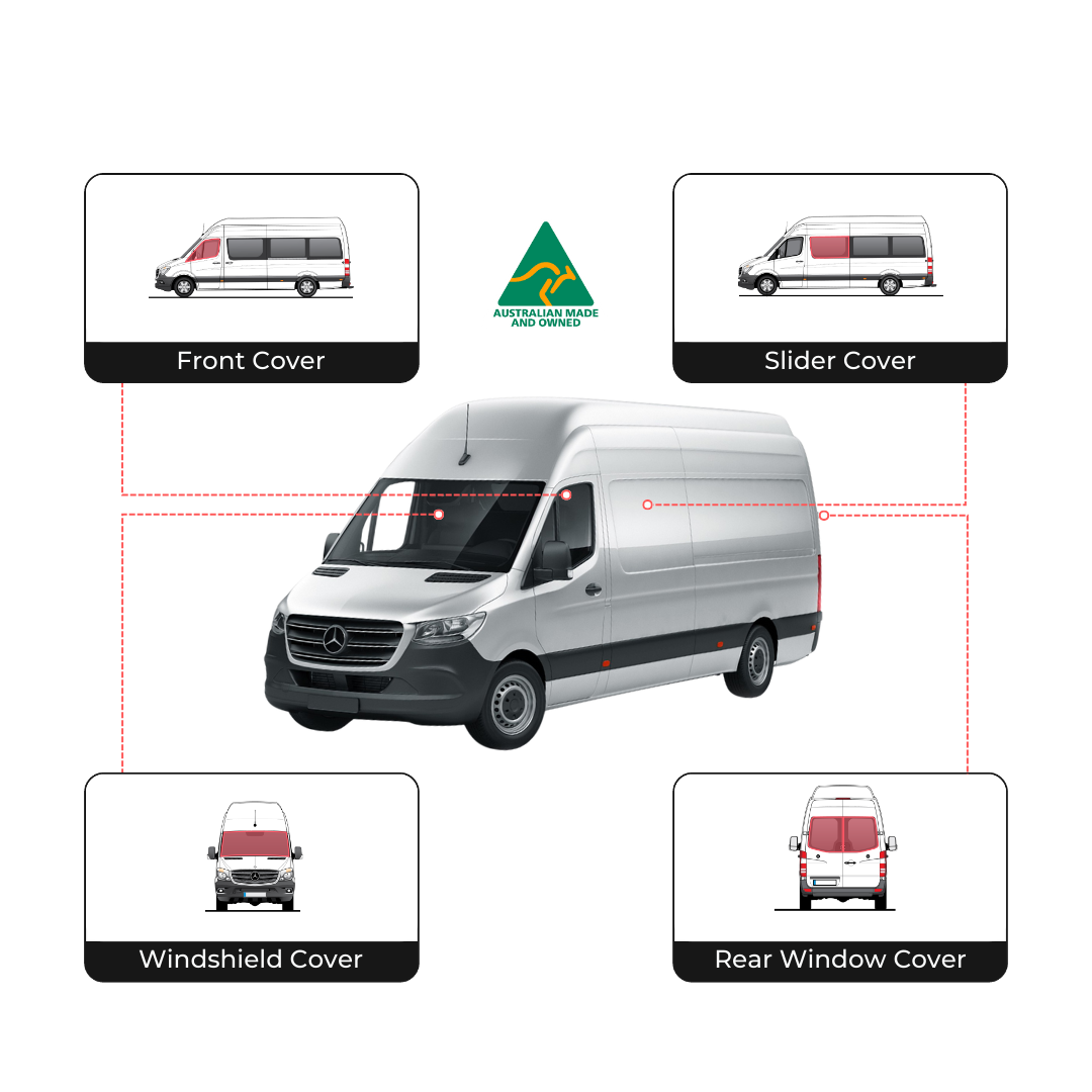 Sprinter 2019-2023 - JUEGO COMPLETO Cubiertas para ventanas - Hecho en Australia 🇦🇺