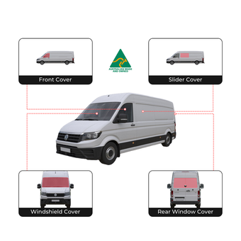 VW Crafter 2017-2023 - JUEGO COMPLETO de cubiertas para ventanas - Hecho en Australia 🇦🇺