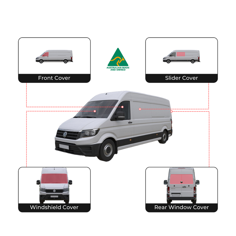 Cargue la imagen en el visor de la galería, VW Crafter 2017-2023 - JUEGO COMPLETO de cubiertas para ventanas - Hecho en Australia 🇦🇺
