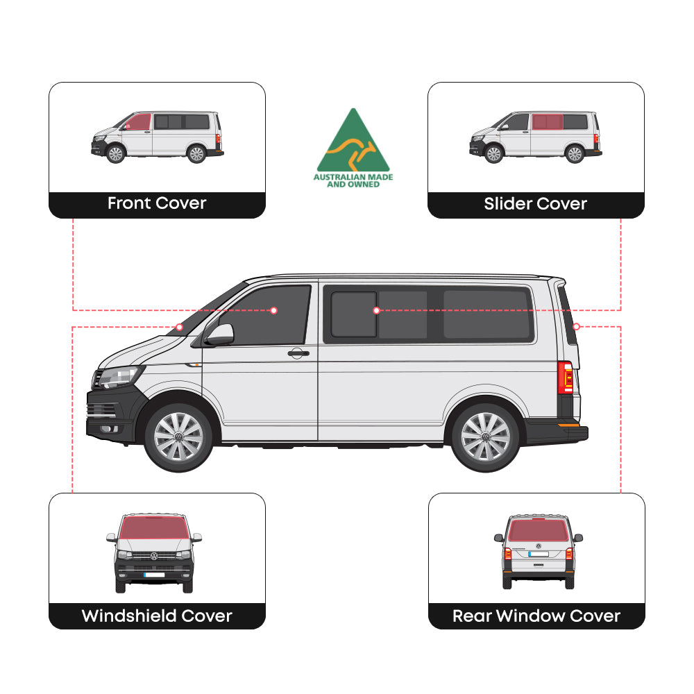 VW Transporter Full Set (5) Window Covers