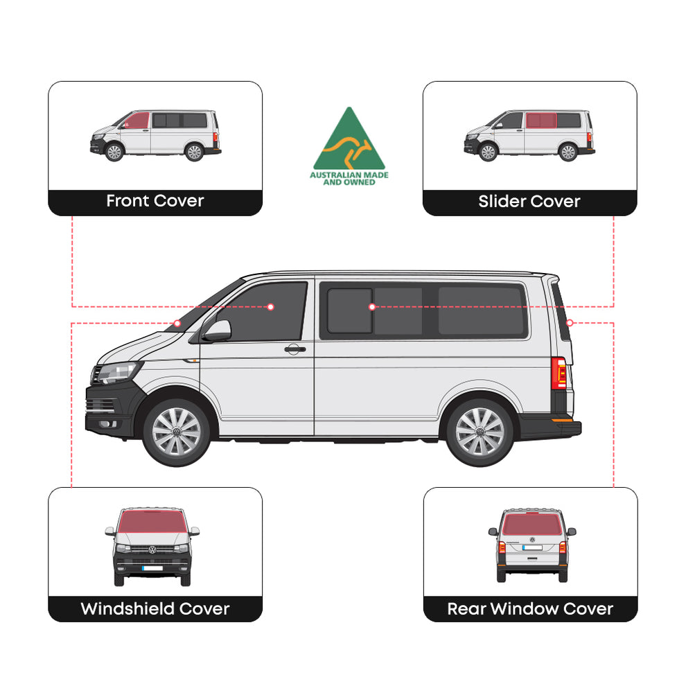 VW Transporter Full Set (5) Window Covers – Vanketo