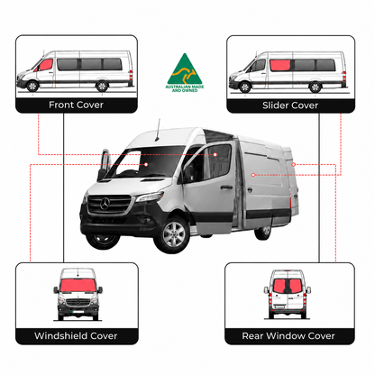 Sprinter 2019-2023 - JUEGO COMPLETO Cubiertas para ventanas - Hecho en Australia 🇦🇺