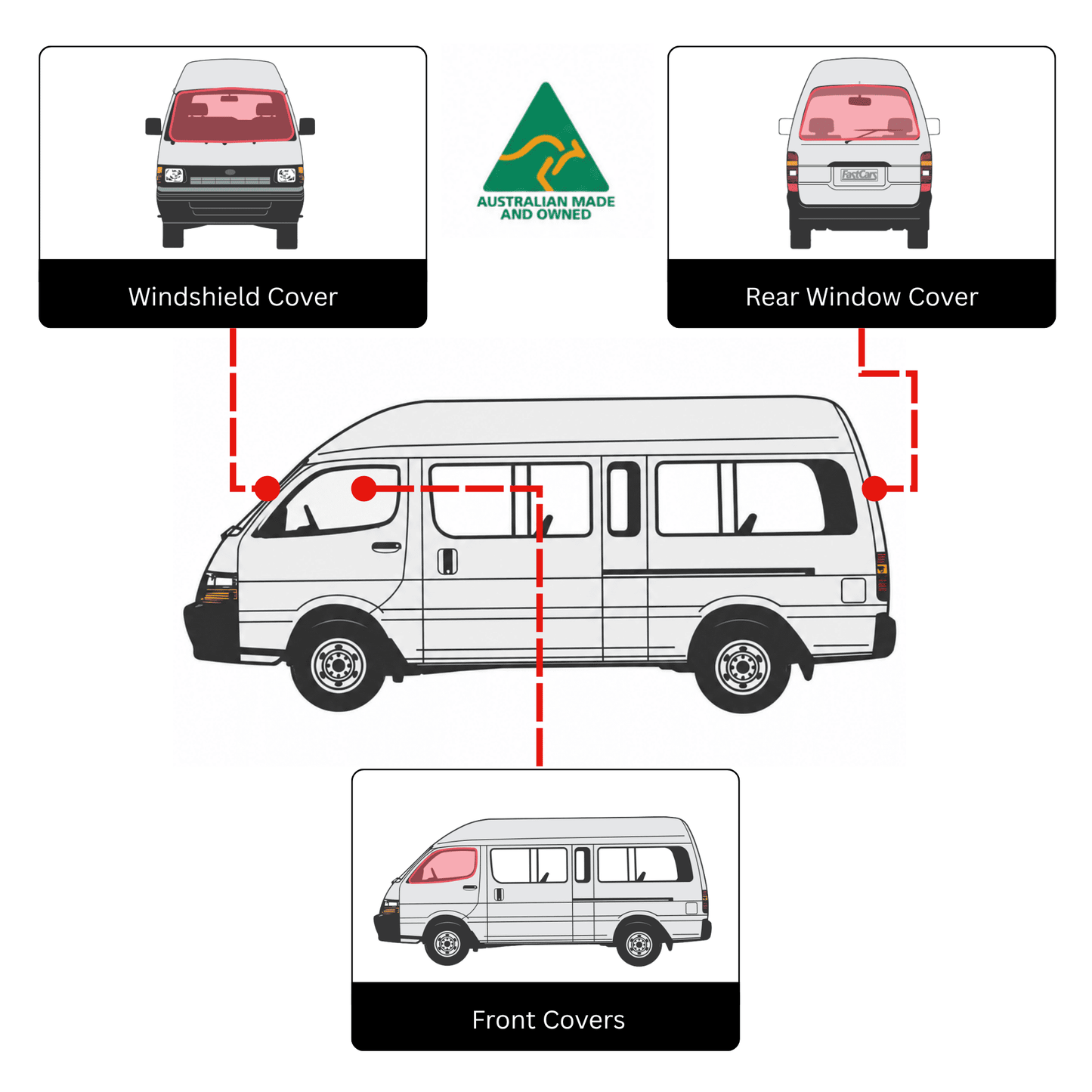 Toyota Commuter Cab-Set-Fensterabdeckungen