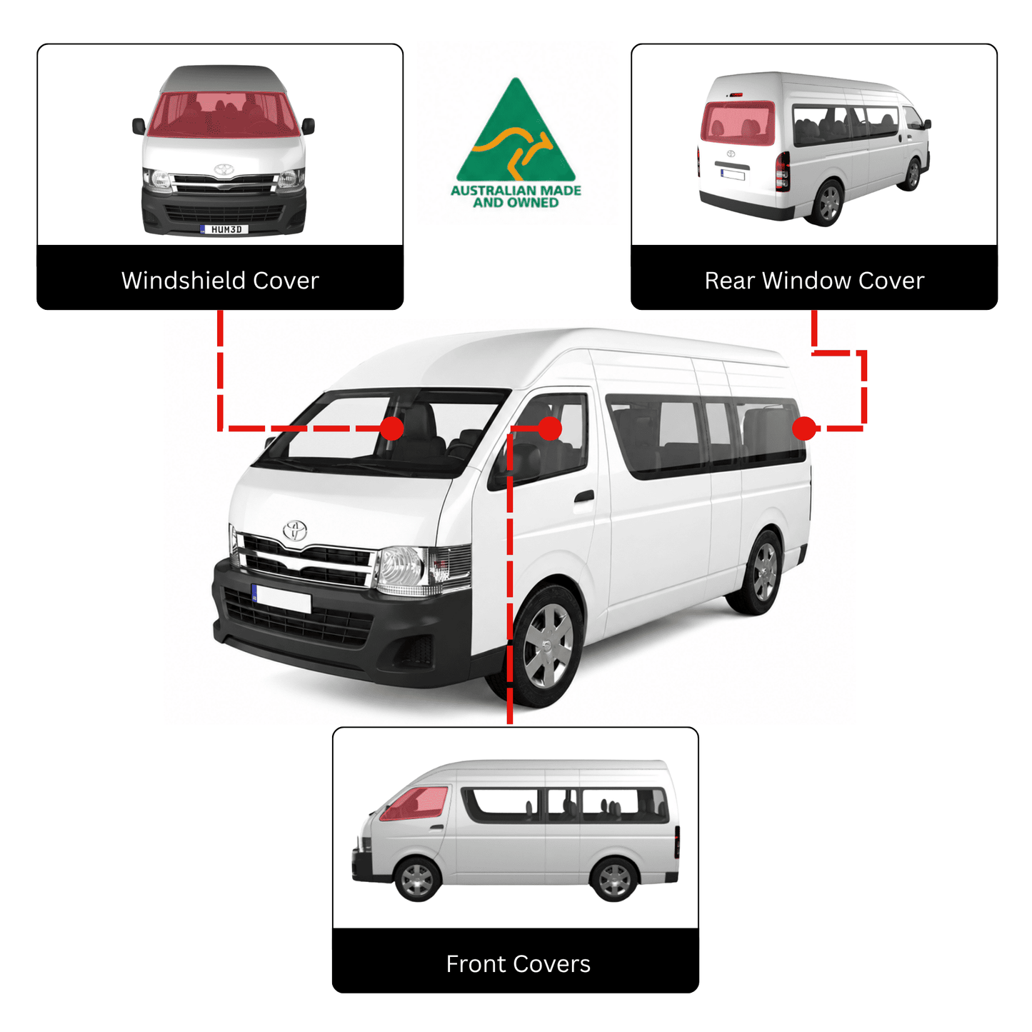 Toyota Commuter Cab-Set-Fensterabdeckungen