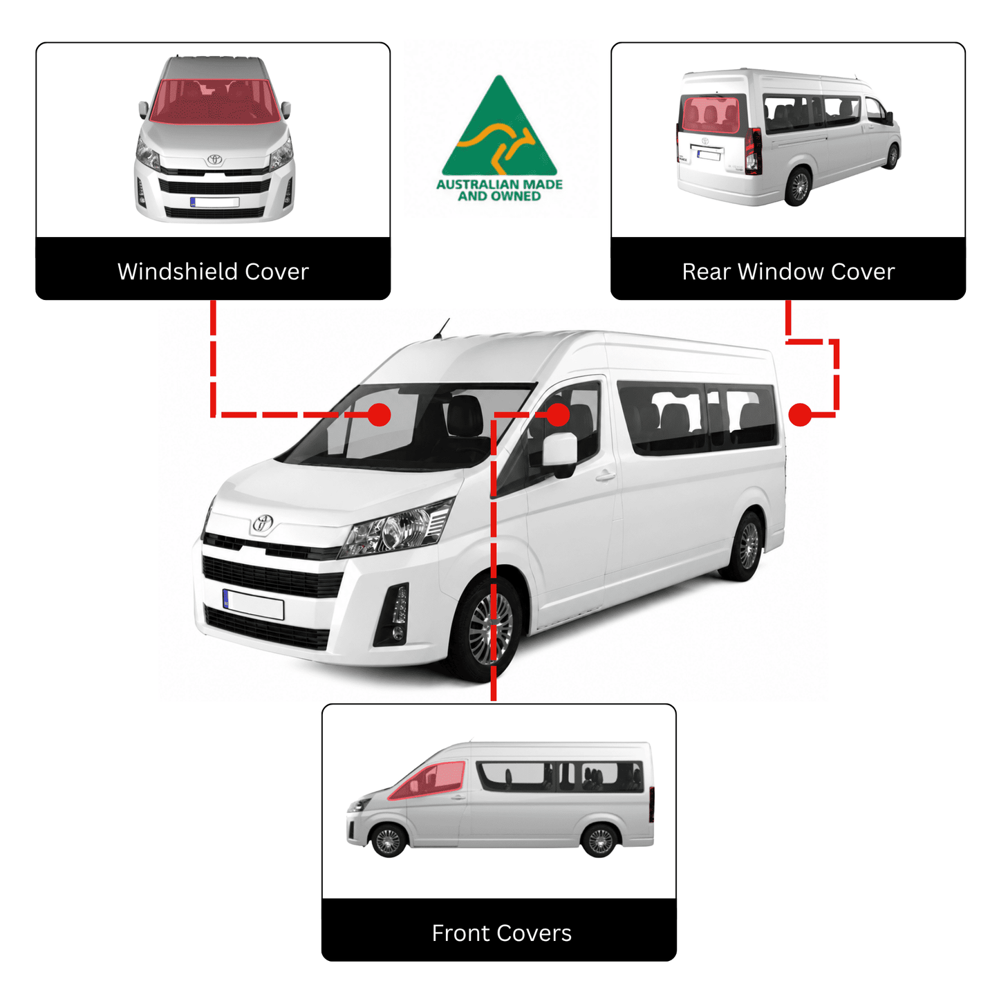 Toyota Commuter Cab-Set-Fensterabdeckungen