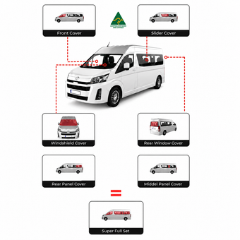 Toyota Commuter SUPER Full Set (8/10 Window Covers)