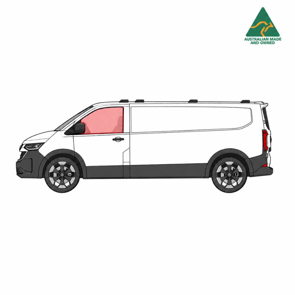 VW Transporter T7 front door window covers, driver and passenger pair, Vanketo