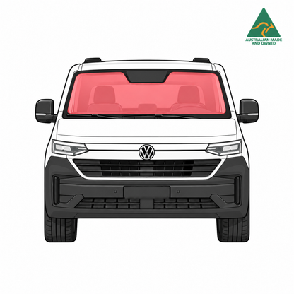 VW Transporter T7 windscreen cover fitted inside the cab, Vanketo Stealthy Shades