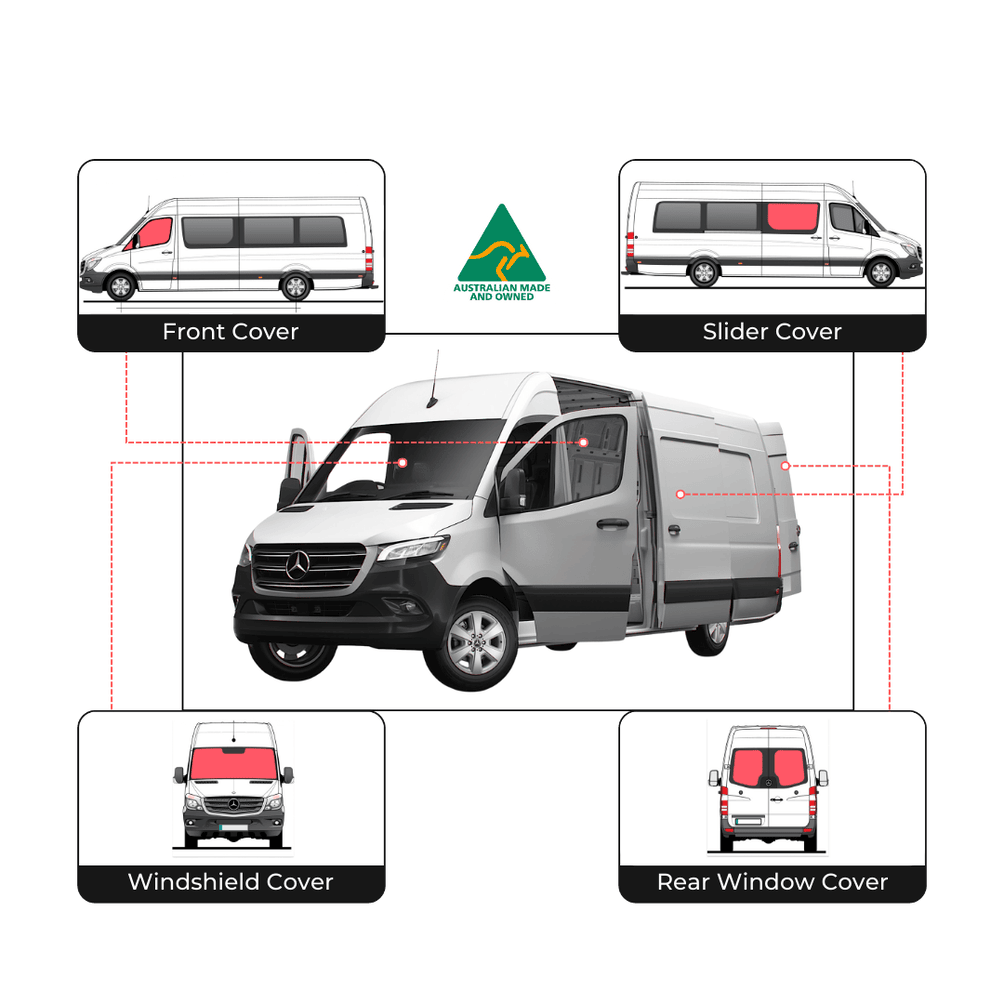 Sprinter 2019-2023 - JUEGO COMPLETO Cubiertas para ventanas - Hecho en Australia 🇦🇺