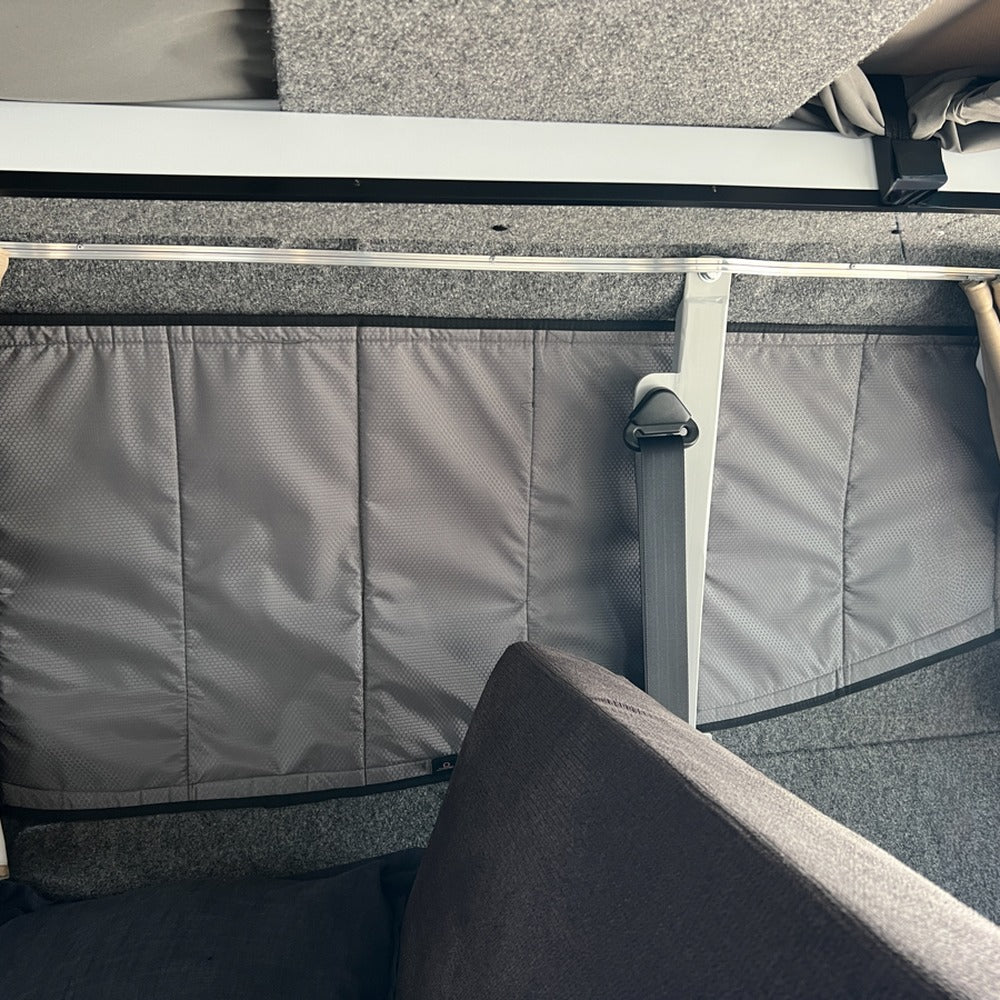 VW Transporter T7 driver side rear panel window cover fitted inside, Vanketo