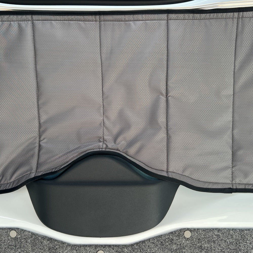 VW Transporter T7 tailgate window cover fitted inside, Vanketo Stealthy Shades