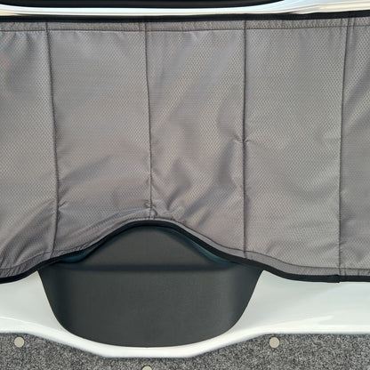 VW Transporter T7 tailgate window cover fitted inside, Vanketo Stealthy Shades